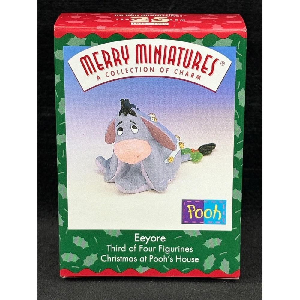 Vtg 1999 Hallmark Merry Miniatures EEYORE Christmas at Poohs House Collection #3